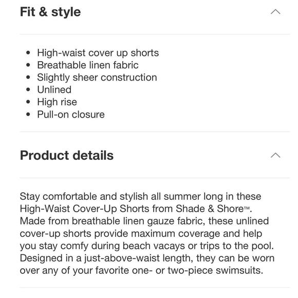 Shade & Shore Women's Pull-On High Waist Cover Up Shorts - Sz XS NWT - Picture 6 of 9